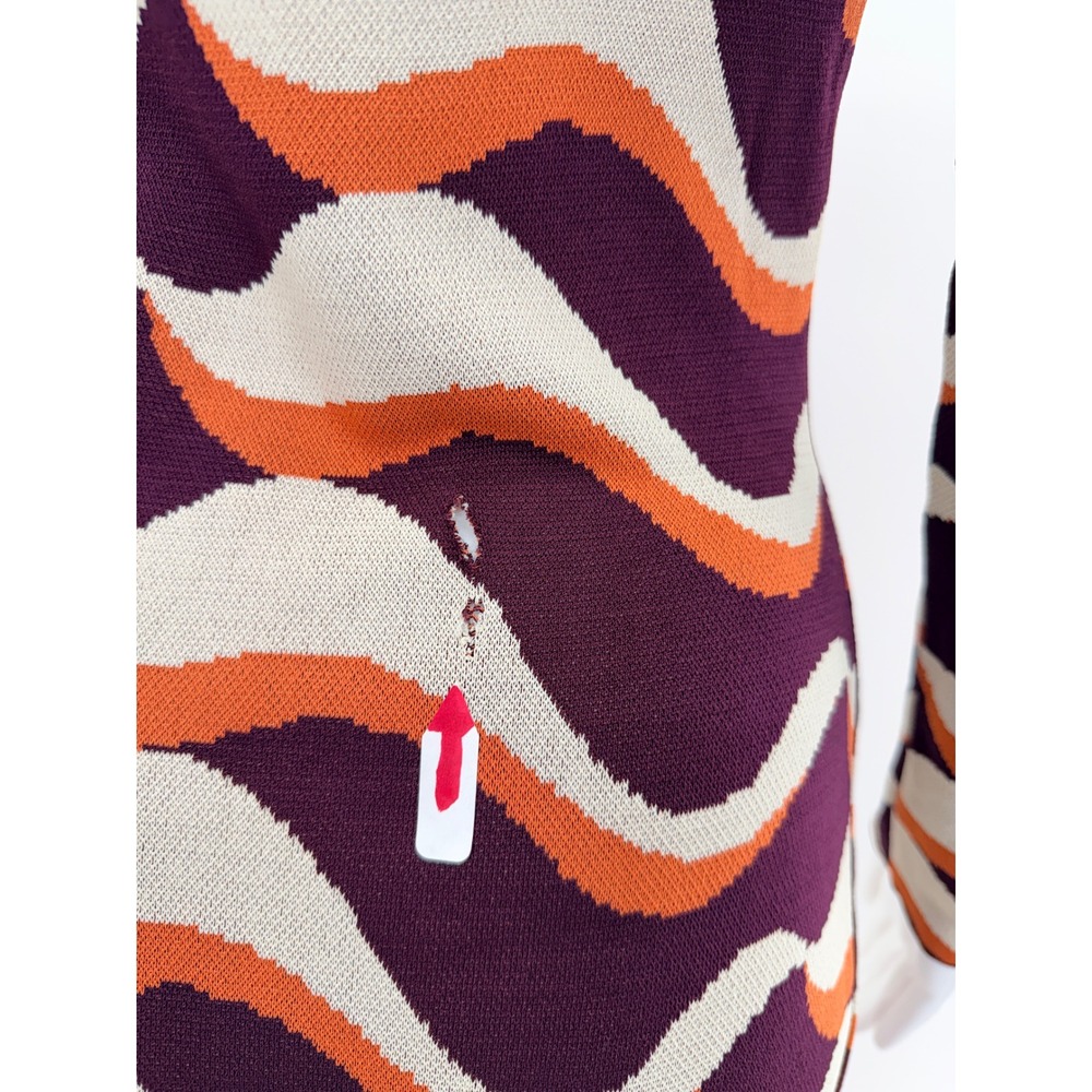 MISA LOS ANGELES Wavy Knit Maxi Dress Long Sleeve Side Slit Purpl Orange Cream M - Picture 5 of 10
